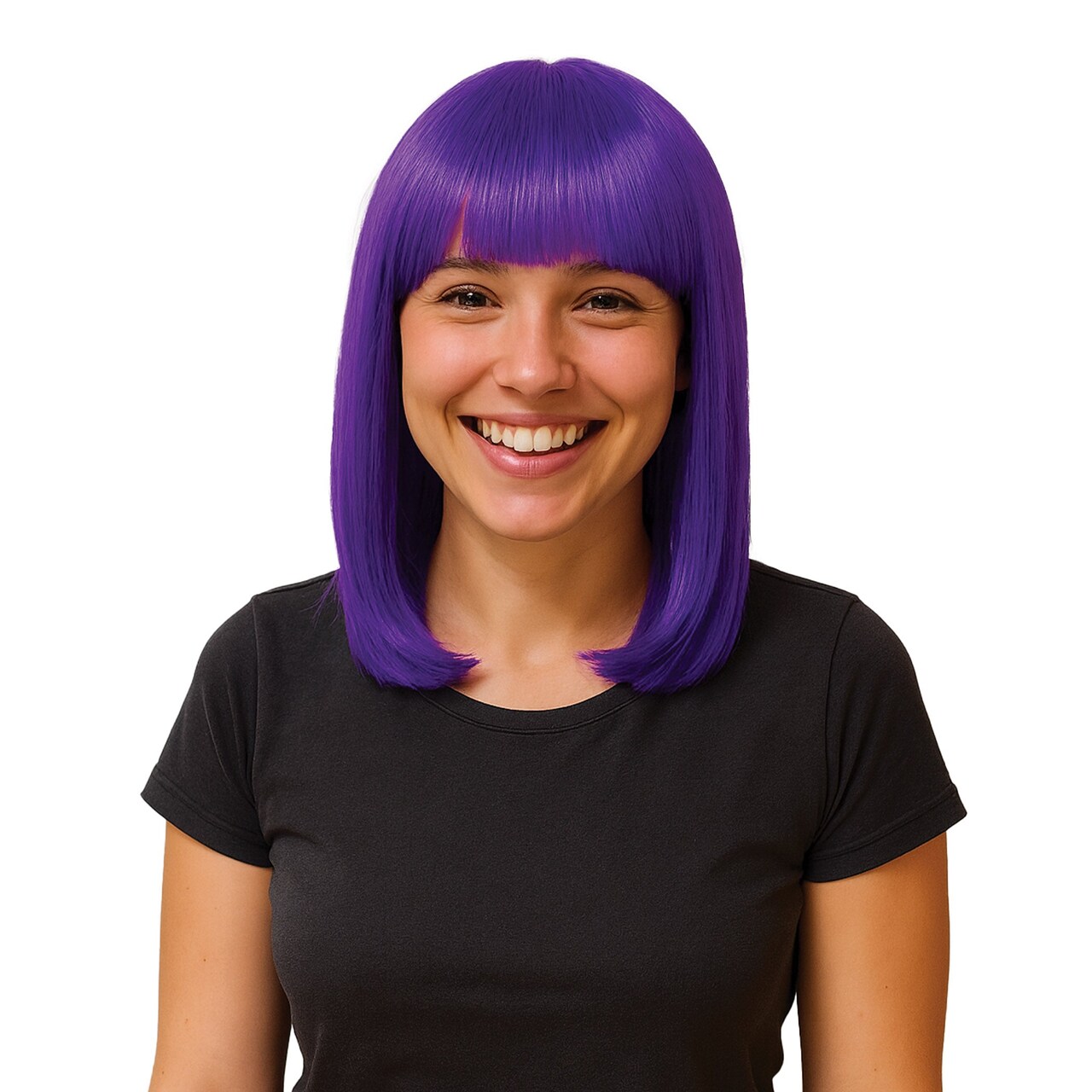 6 Pack Bulk Purple Long Bob Wig Spirit, School, & Halloween Fun